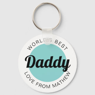 Modern World's Best Daddy Grandpa Teal Green Key Ring