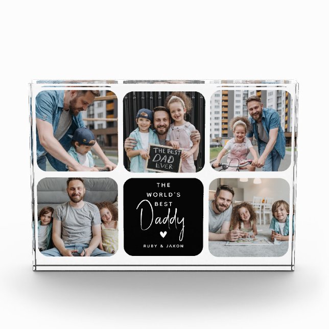 Modern World's Best Daddy Photo Collage Block (Front)