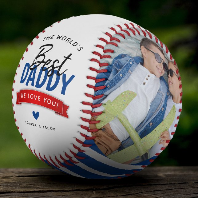 Modern 'World's Best' Daddy Photo Keepsake Basebal Baseball (Creator Uploaded)