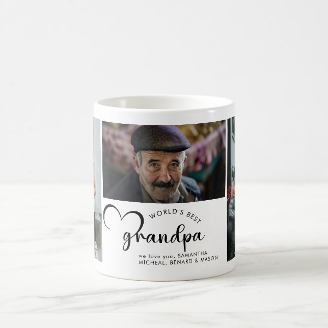 Modern World's Best GrandPa Gift Photo Coffee Mug (Center)