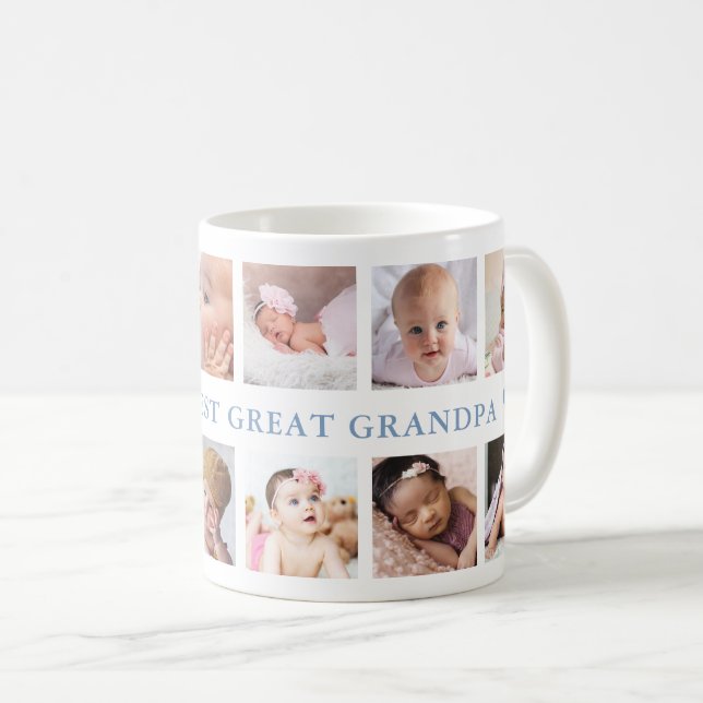 Modern World's Best Great Grandpa Blue 12 Photo  Coffee Mug (Front Right)
