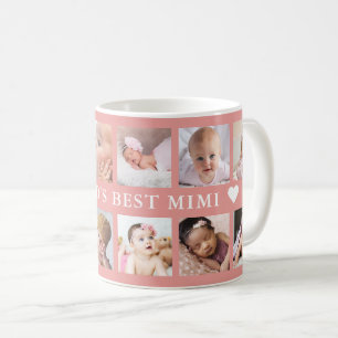 Modern World's Best Mimi Pink 12 Photo Collage  Coffee Mug