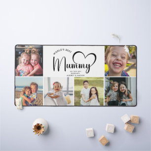 Modern World's Best Mummy Gift Photo Collage Throw Desk Mat