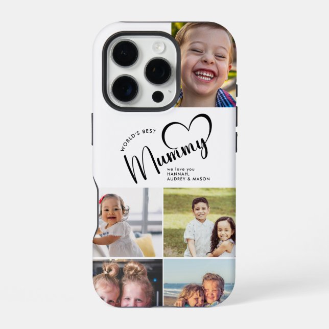 Modern World's Best Mummy Gift Photo Collage Throw iPhone Case (Back)