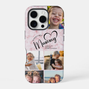 Modern World's Best Mummy Gift Photo  Pink Marble iPhone 16 Pro Case