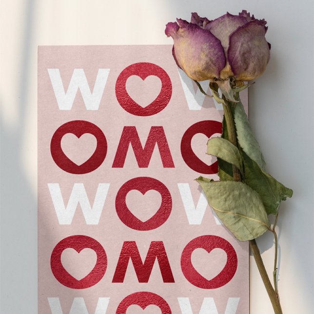 Modern WOW MOM Red Faux Foil Mother's Day Card (Creator Uploaded)