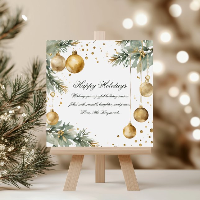Modern Wreath Green and Gold Happy Holidays Holiday Card (Creator Uploaded)
