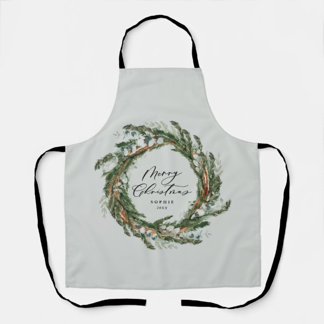 modern wreath script worlds greatest family gift apron (Front)