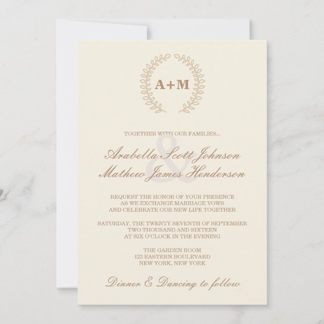 Modern Wreath Wedding Invitation (Front)