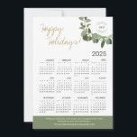 Modern Wreath Your Logo here 2025 Calendar Holiday Card<br><div class="desc">Extend your Holiday greetings and thank your clients, employees and customers with these modern and customisable Christmas Corporate Holiday flat 2025 calendar cards. Replace the logo with your own branding, personalise the message, Featuring my modern wreath illustration in gold, green, and the words "Happy Holidays" in a gold colour hue...</div>