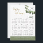 Modern Wreath Your Logo here 2026 Calendar Holiday Card<br><div class="desc">Extend your Holiday greetings and thank your clients, employees and customers with these modern and customisable Christmas Corporate Holiday flat 2026 calendar cards. Replace the logo with your own branding, personalise the message, Featuring my modern wreath illustration in gold, green, and the words "Happy Holidays" in a gold colour hue...</div>