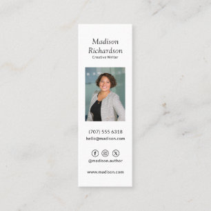 Modern Writer Photo Minimalist Black White Calling Card