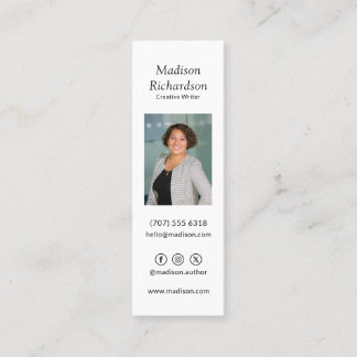 Modern Writer Photo Minimalist Black White Calling Card