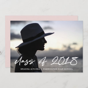 Modern Writing   Class of 2018 Photo Grad Party Invitation