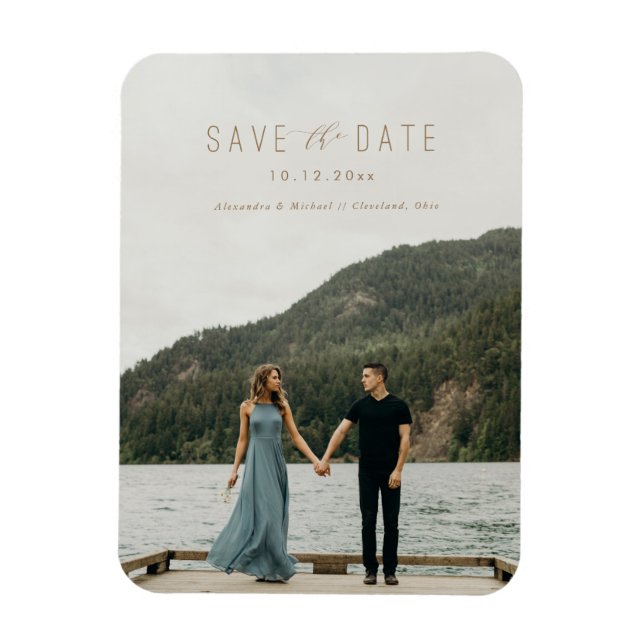 Modern Writing Save the Date Magnet Taupe (Vertical)