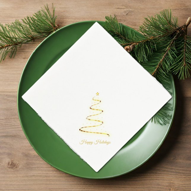 Modern Xmas tree - golden&white  - diagonal Napkin (Creator Uploaded)