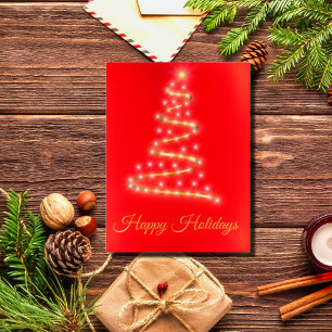 Modern Xmas tree in bright red Holiday Postcard