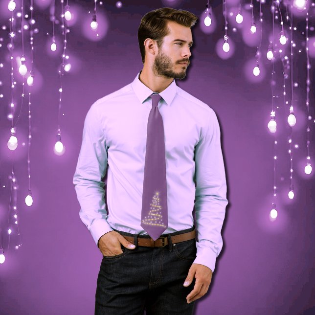 Modern Xmas tree in golden and purple Tie (Creator Uploaded)