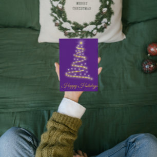 Modern Xmas tree in purple Holiday Postcard