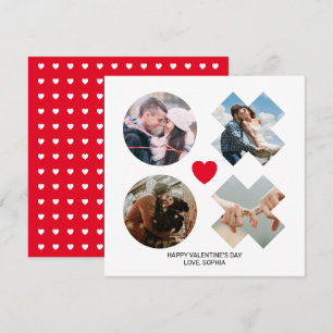 Modern xoxo 4 Photo Collage red love kisses heart  Holiday Card