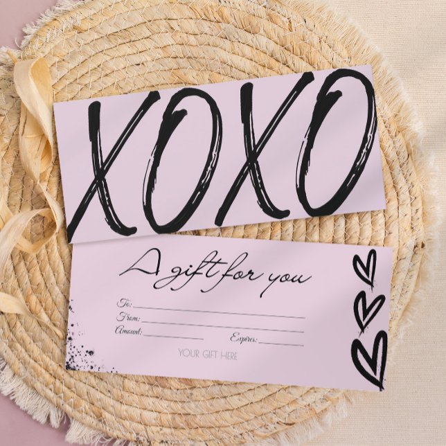 Modern XOXO black & pink gift card voucher (Creator Uploaded)
