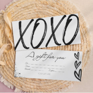 Modern XOXO black & white gift card voucher