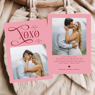 Modern XOXO Couples Photo Happy Valentines Day Holiday Card