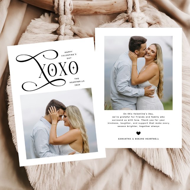 Modern XOXO Couples Photo Happy Valentines Day Holiday Card (Creator Uploaded)