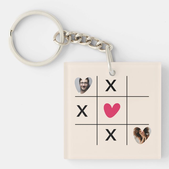 Modern xoxo Heart photo collage  Key Ring (Front)