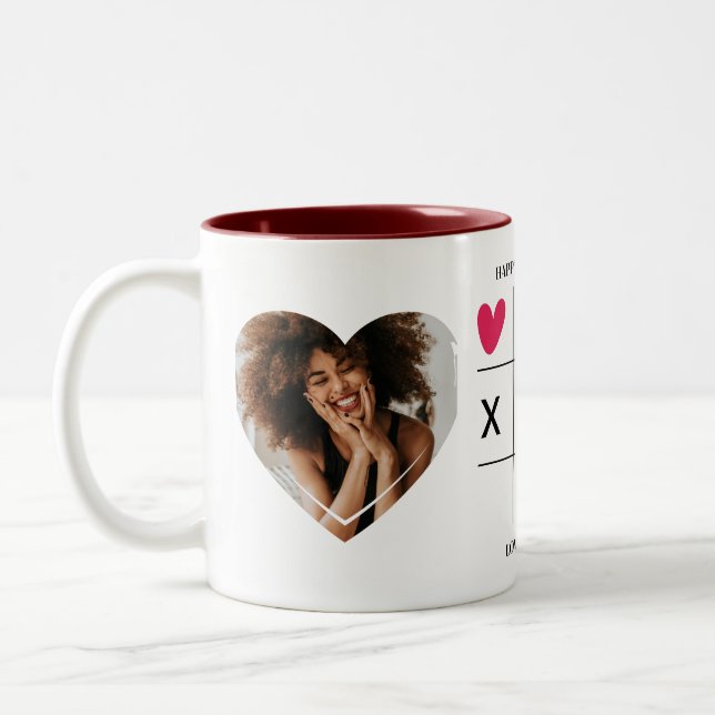 Modern xoxo Heart photo collage  Two-Tone Coffee Mug (Left)