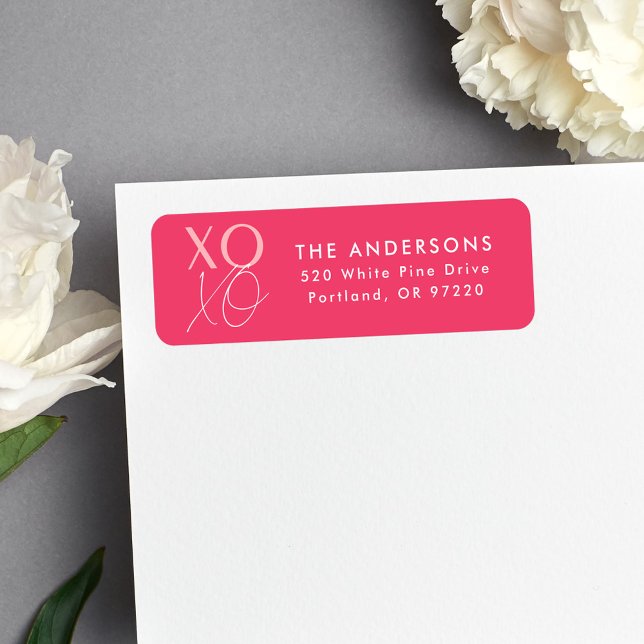 Modern XOXO Hot Pink Return Address Label (Creator Uploaded)