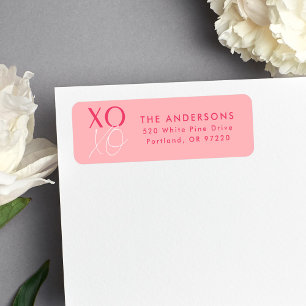 Modern XOXO Pink Return Address Label