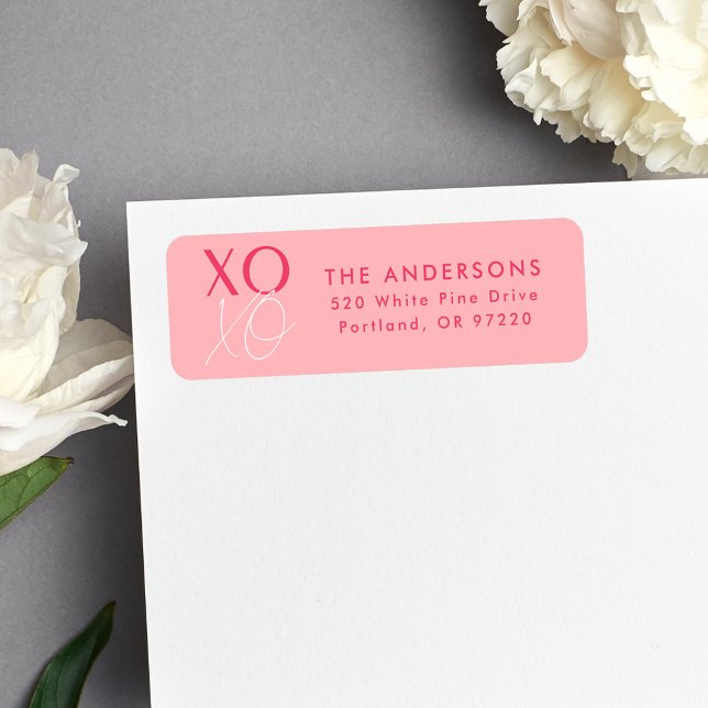 Modern XOXO Pink Return Address Label (Creator Uploaded)