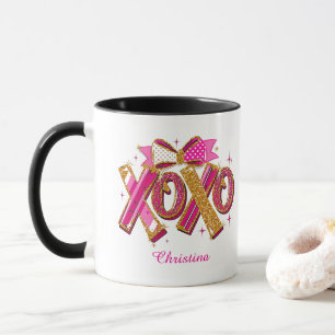 Modern XOXO Valentines Day Custom Name Mug