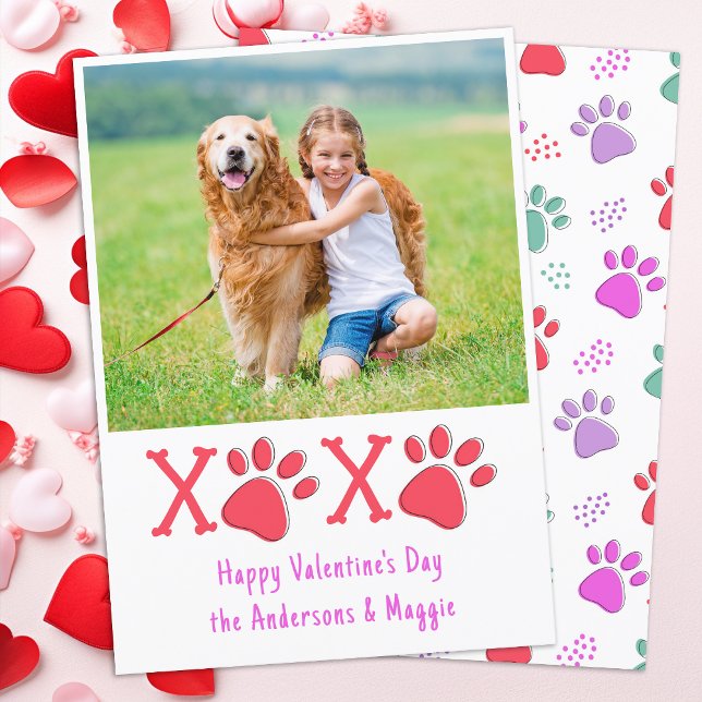 Modern XOXO Valentines Day Dog Lover Pet Photo Holiday Card (Creator Uploaded)