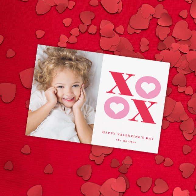 Modern XOXO Valentine's Day Photo Holiday Card (Creator Uploaded)