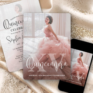 Modern XV Quinceañera 2 Photo 15th Birthday Party Invitation