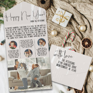 Modern Year in Review Newsletter w/ Photo Keepsake All In One Invitation
