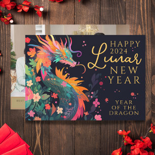 Modern Year of the Dragon Chinese New Year 1 Photo Holiday Card