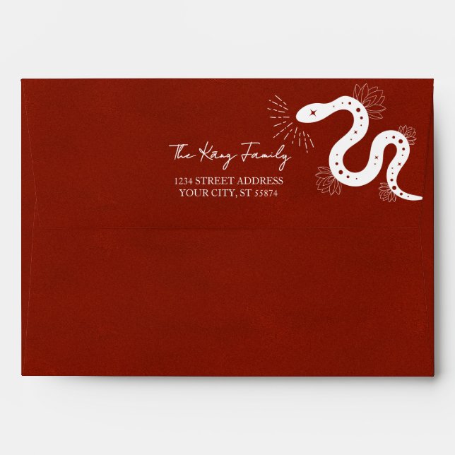 Modern Year of The Snake Red Chinese New Year Envelope (Back (Top Flap))