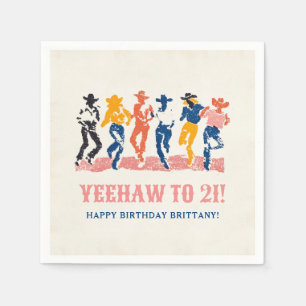 Modern Yeehaw Cowgirl 21st Birthday Party Napkin