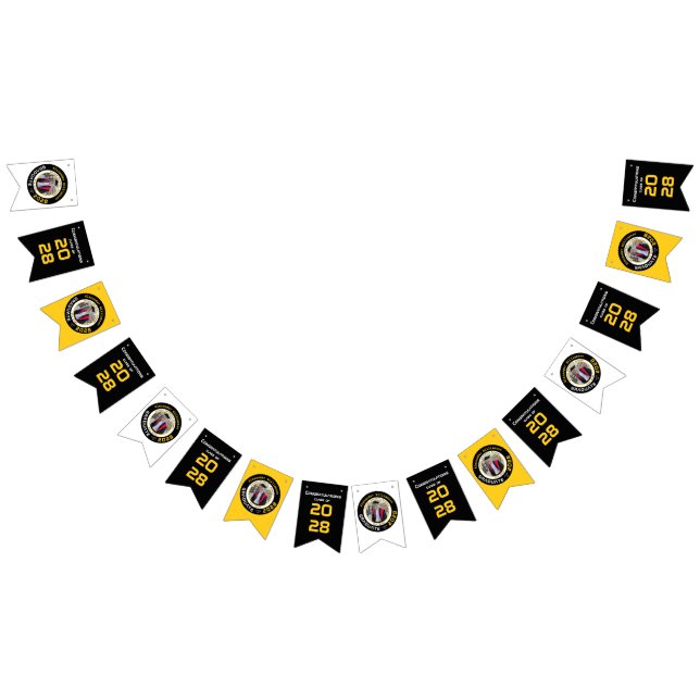 Modern Yell Black White Graduation Photo Bunting (All)