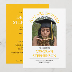 Modern YELLOW 2026 Photo Science Graduation Party Invitation