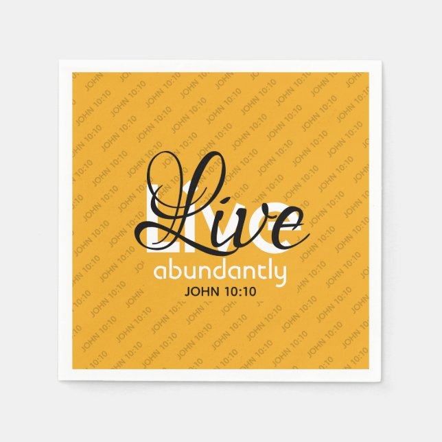 Modern Yellow Abundant Life John 10 10 Christian Napkin (Front)