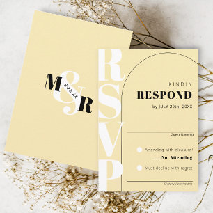 Modern Yellow Ampersand Arch Wedding RSVP Card