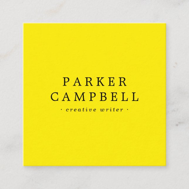 Modern Yellow and black stylish minimalist Square Business Card (Front)