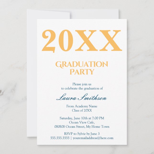 Modern Yellow and Blue Graduation Party Invitation (Front)