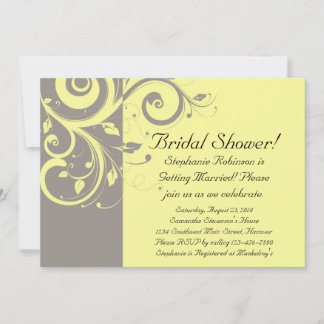 Modern Yellow and Grey Swirl Wedding Invitation