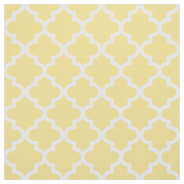 Modern Yellow and White Quatrefoil Pattern Fabric (Swatch)