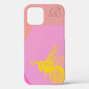 Modern Yellow  Bee  Monogram Case-Mate iPhone Case